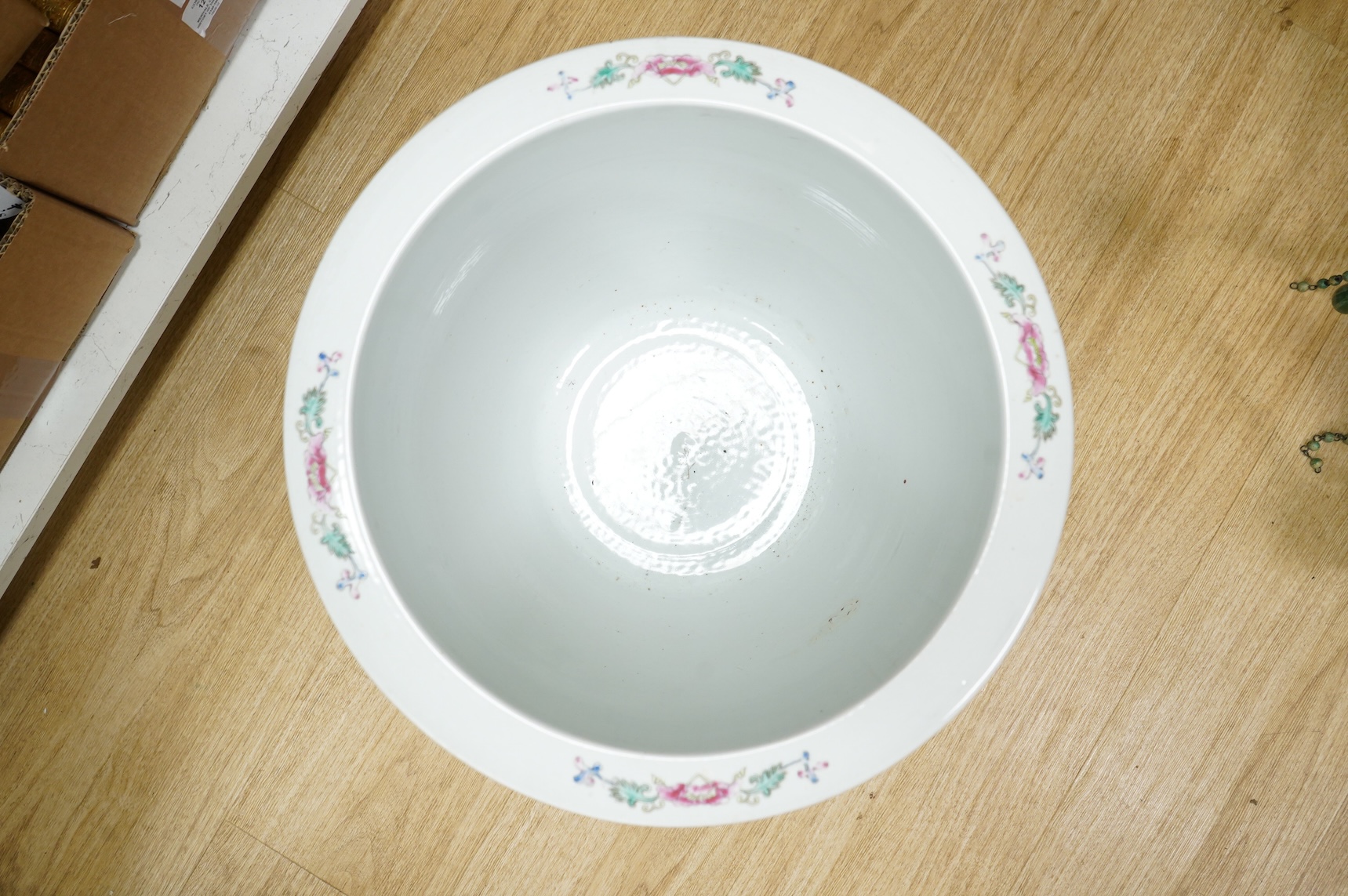 A large Chinese famille rose jardiniere, 38cm in diameter